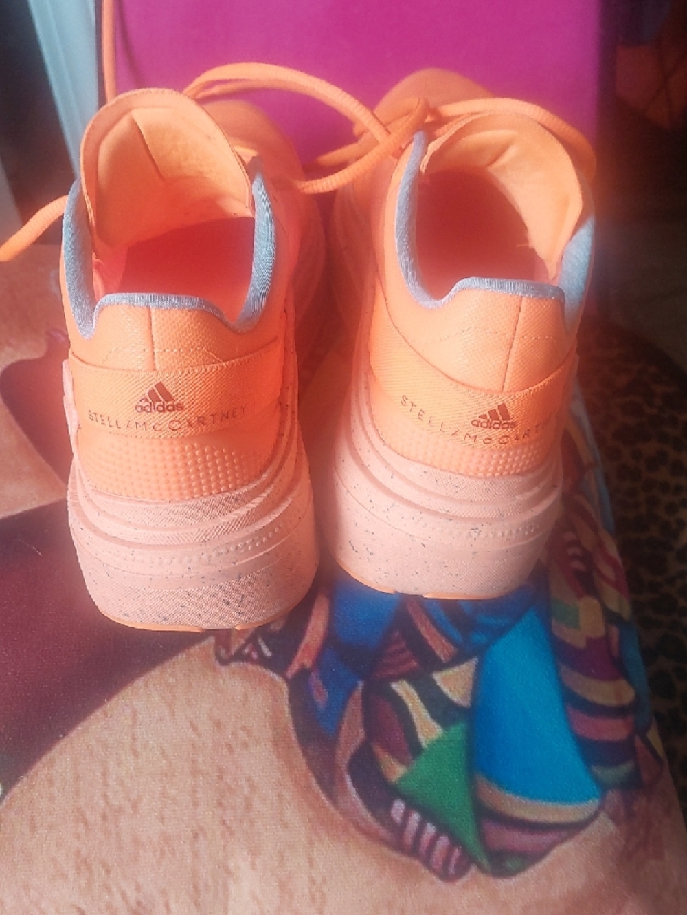 Adidas by Stella McCartney Women's Bright Orange Athletic Sneakers - Picture 4 of 8